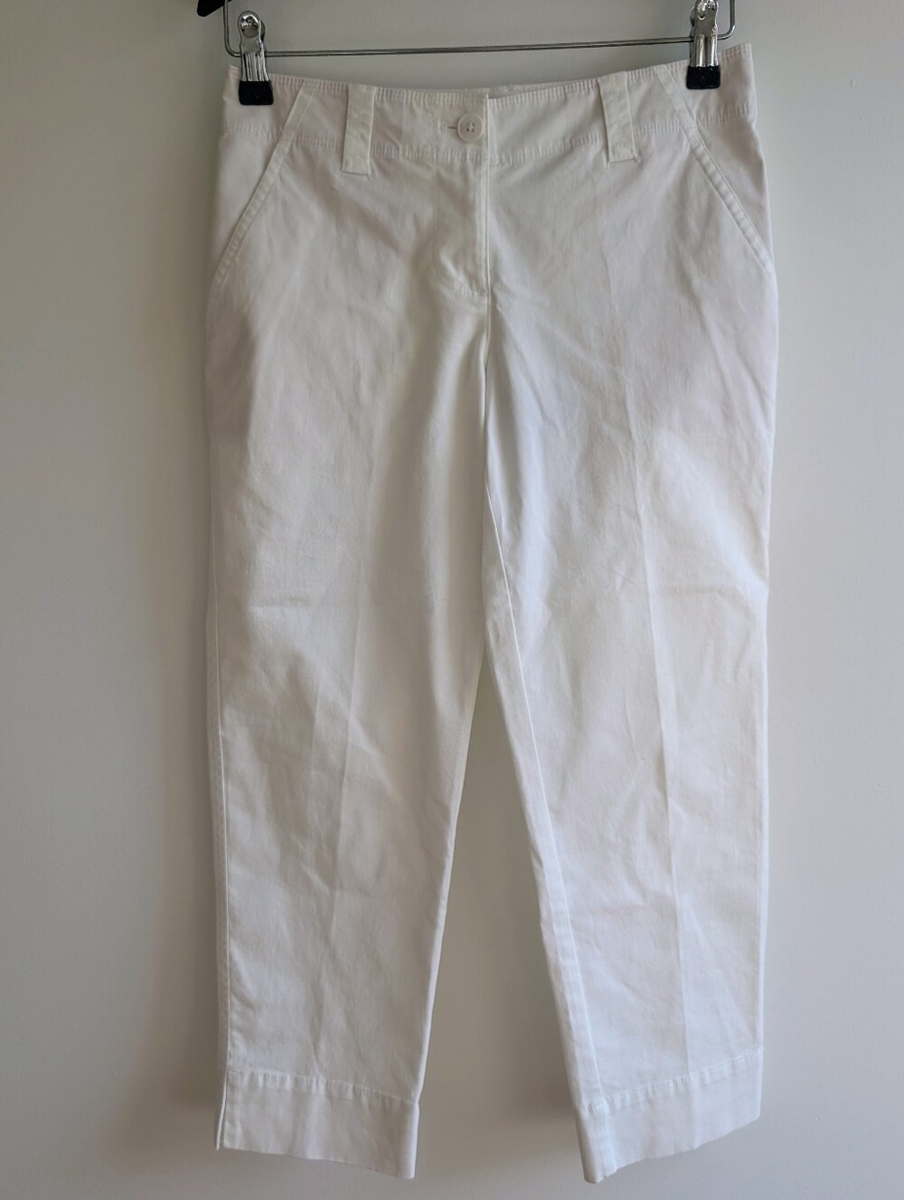 NWT TOMMY BAHAMA Sail Away Twill Crop Pants Womens White Stretch Cotton Blend 0